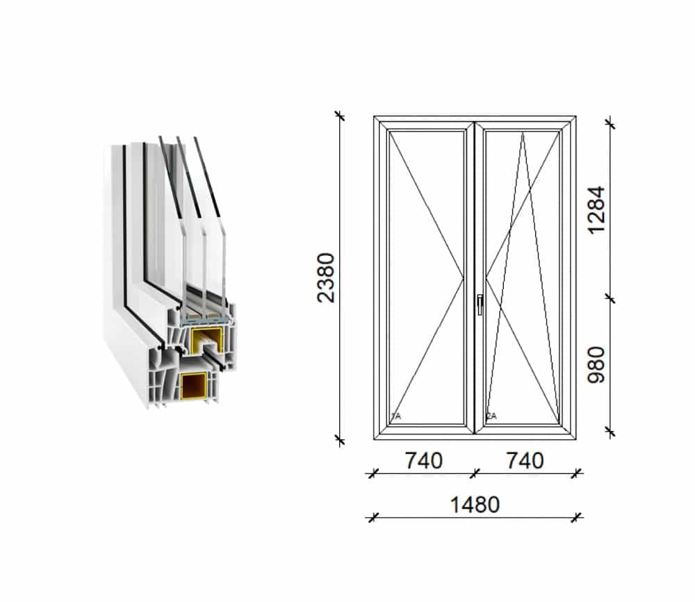 Decco 83 – 150×240 Kétszárnyas Bukó-Nyíló Teraszajtó